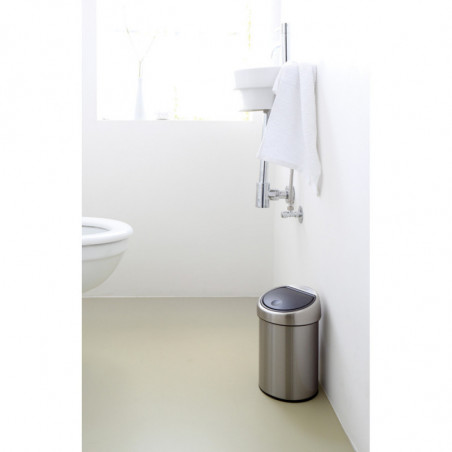 Δοχείο απορριμμάτων Brabantia Touch Bin 647211, 3 λίτρα, Ομαλός και αθόρυβος βρασμός, Τοποθέτηση Stenen, Inox/mat