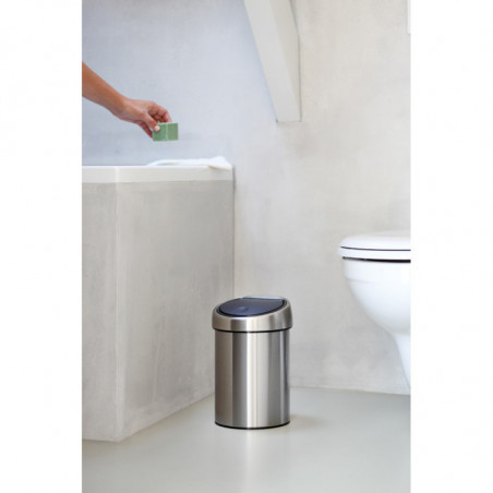 Δοχείο απορριμμάτων Brabantia Touch Bin 647211, 3 λίτρα, Ομαλός και αθόρυβος βρασμός, Τοποθέτηση Stenen, Inox/mat