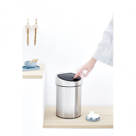 Δοχείο απορριμμάτων Brabantia Touch Bin 647211, 3 λίτρα, Ομαλός και αθόρυβος βρασμός, Τοποθέτηση Stenen, Inox/mat