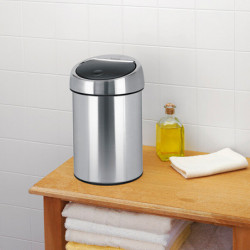 Δοχείο απορριμμάτων Brabantia Touch Bin 647211, 3 λίτρα, Ομαλός και αθόρυβος βρασμός, Τοποθέτηση Stenen, Inox/mat
