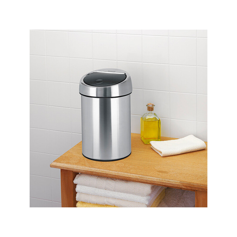 Δοχείο απορριμμάτων Brabantia Touch Bin 647211, 3 λίτρα, Ομαλός και αθόρυβος βρασμός, Τοποθέτηση Stenen, Inox/mat