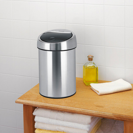 Δοχείο απορριμμάτων Brabantia Touch Bin 647211, 3 λίτρα, Ομαλός και αθόρυβος βρασμός, Τοποθέτηση Stenen, Inox/mat