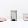 Κάδος απορριμμάτων με πεντάλ Brabantia NewIcon 648998, 3 L, Εύκολο κλείσιμο, Αντιολισθητική βάση, Inox/Matte