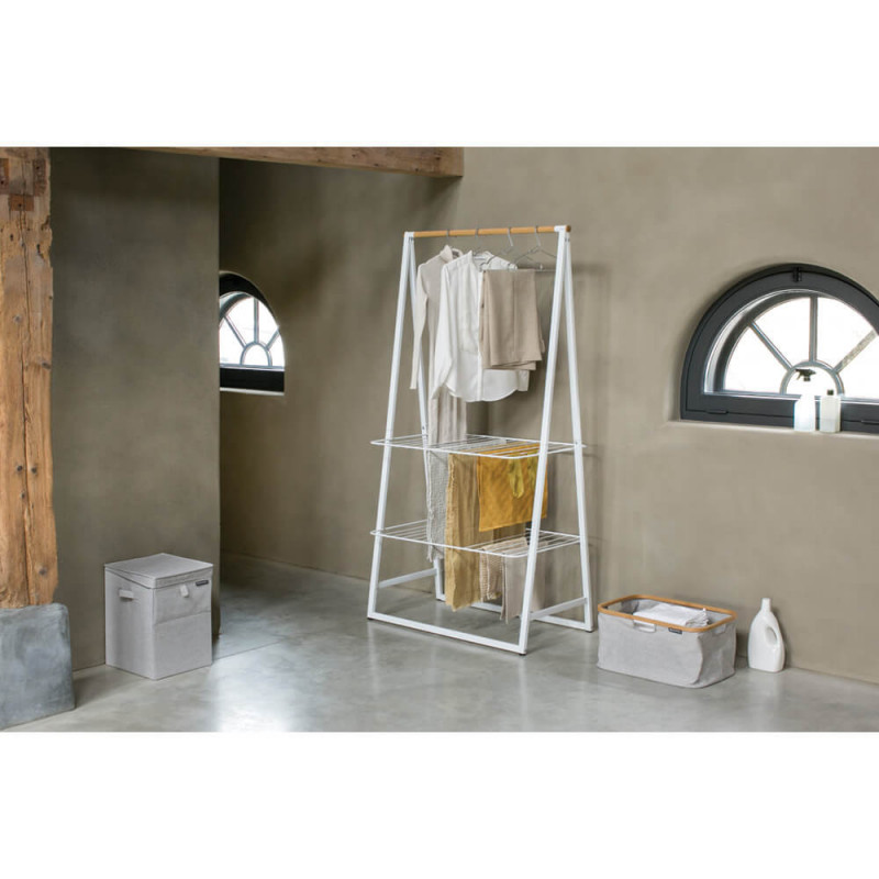 Brabantia Κιβώτιο πλυντηρίου ρούχων 1000827, 35 l, Άνοιγμα μπροστά, Ευρύ καπάκι, Πτυσσόμενο, Γκρι