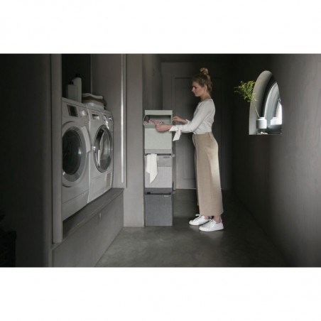 Brabantia Κιβώτιο πλυντηρίου ρούχων 1000827, 35 l, Άνοιγμα μπροστά, Ευρύ καπάκι, Πτυσσόμενο, Γκρι