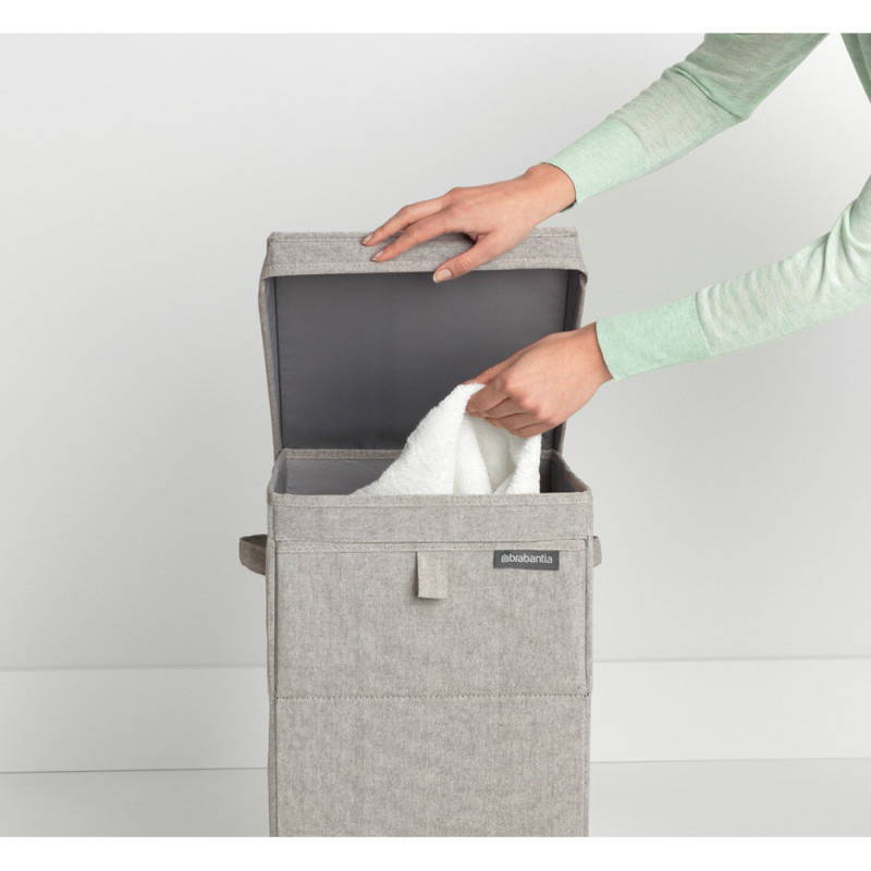 Brabantia Κιβώτιο πλυντηρίου ρούχων 1000827, 35 l, Άνοιγμα μπροστά, Ευρύ καπάκι, Πτυσσόμενο, Γκρι