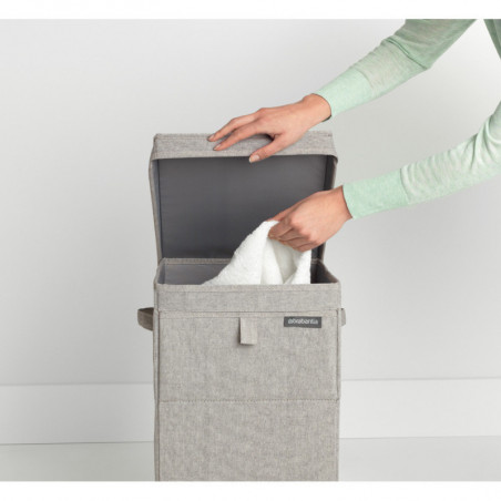 Brabantia Κιβώτιο πλυντηρίου ρούχων 1000827, 35 l, Άνοιγμα μπροστά, Ευρύ καπάκι, Πτυσσόμενο, Γκρι