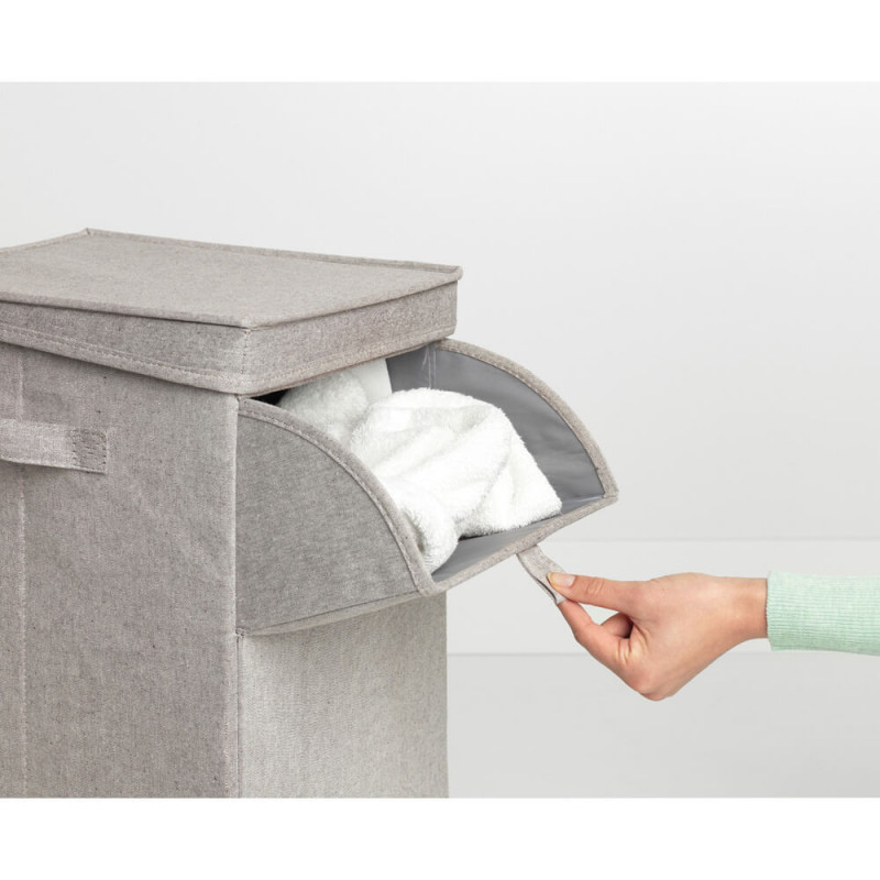 Brabantia Κιβώτιο πλυντηρίου ρούχων 1000827, 35 l, Άνοιγμα μπροστά, Ευρύ καπάκι, Πτυσσόμενο, Γκρι