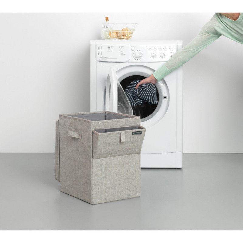 Brabantia Κιβώτιο πλυντηρίου ρούχων 1000827, 35 l, Άνοιγμα μπροστά, Ευρύ καπάκι, Πτυσσόμενο, Γκρι