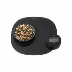 Ζυγαριά κουζίνας Brabantia Tasty+ 1001253, Μέχρι 5 kg, Δεν απαιτούνται μπαταρίες, Τάρα, Ψηφιακή οθόνη, Σκούρο γκρι