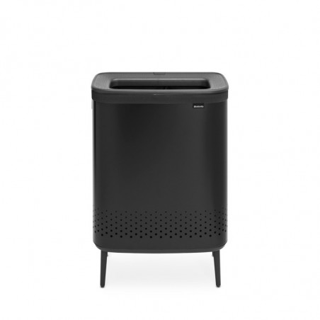 Καλάθι πλυσίματος Brabantia Bo 1004177, 2x45 l, Πλήρωση χωρίς άνοιγμα, οπές εξαερισμού, ρυθμιζόμενα πόδια, Μαύρο