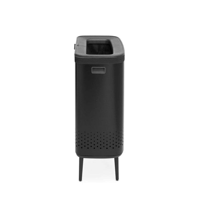 Καλάθι πλυσίματος Brabantia Bo 1004177, 2x45 l, Πλήρωση χωρίς άνοιγμα, οπές εξαερισμού, ρυθμιζόμενα πόδια, Μαύρο