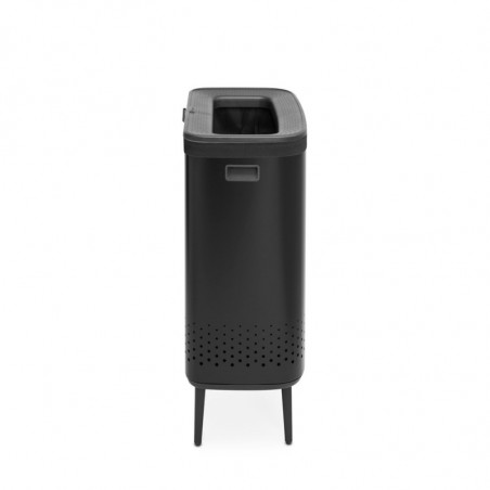 Καλάθι πλυσίματος Brabantia Bo 1004177, 2x45 l, Πλήρωση χωρίς άνοιγμα, οπές εξαερισμού, ρυθμιζόμενα πόδια, Μαύρο