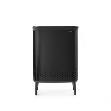 Καλάθι πλυσίματος Brabantia Bo 1004177, 2x45 l, Πλήρωση χωρίς άνοιγμα, οπές εξαερισμού, ρυθμιζόμενα πόδια, Μαύρο