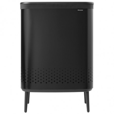 Καλάθι πλυσίματος Brabantia Bo 1004177, 2x45 l, Πλήρωση χωρίς άνοιγμα, οπές εξαερισμού, ρυθμιζόμενα πόδια, Μαύρο