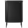 Καλάθι πλυσίματος Brabantia Bo 1004177, 2x45 l, Πλήρωση χωρίς άνοιγμα, οπές εξαερισμού, ρυθμιζόμενα πόδια, Μαύρο