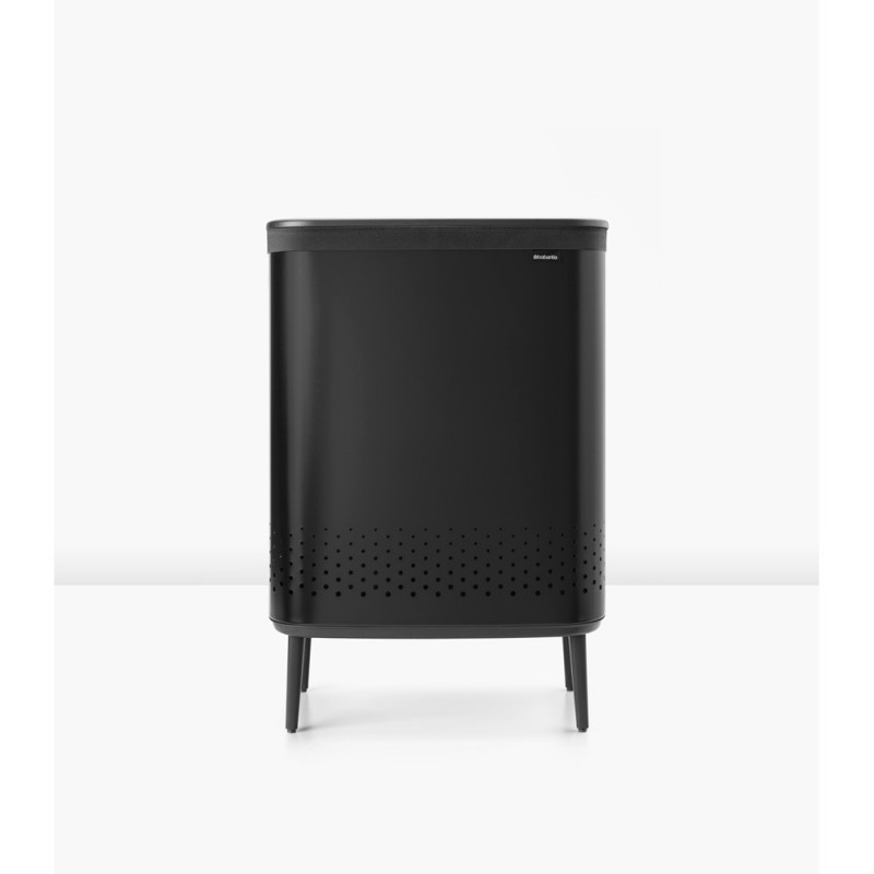 Καλάθι πλυσίματος Brabantia Bo 1004177, 2x45 l, Πλήρωση χωρίς άνοιγμα, οπές εξαερισμού, ρυθμιζόμενα πόδια, Μαύρο