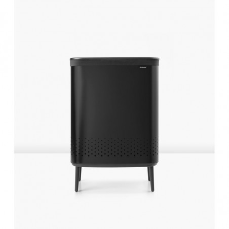 Καλάθι πλυσίματος Brabantia Bo 1004177, 2x45 l, Πλήρωση χωρίς άνοιγμα, οπές εξαερισμού, ρυθμιζόμενα πόδια, Μαύρο