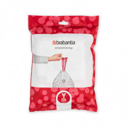 Σακούλες απορριμμάτων Brabantia PerfectFit NewIcon 1005490, μέγεθος Y, 20 l, 40 τεμάχια, λευκό