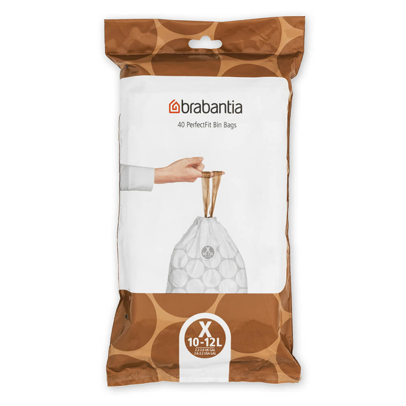 Σακούλα απορριμμάτων Brabantia PerfectFit NewIcon/Bo 1005582, Μέγεθος X, 10-12 l, 40 τεμάχια, Λευκό