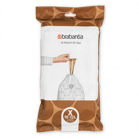 Σακούλα απορριμμάτων Brabantia PerfectFit NewIcon/Bo 1005582, Μέγεθος X, 10-12 l, 40 τεμάχια, Λευκό