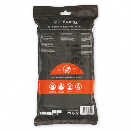 Σακούλα απορριμμάτων Brabantia PerfectFit NewIcon/Bo 1005582, Μέγεθος X, 10-12 l, 40 τεμάχια, Λευκό