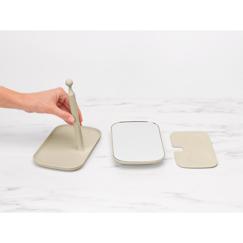 Καθρέφτης με βάση για αξεσουάρ Brabantia ReNew 1006271, 28,3x20x12,6 cm, Αντιολισθητική βάση, ρυθμιζόμενο κατά 360°, Μπεζ