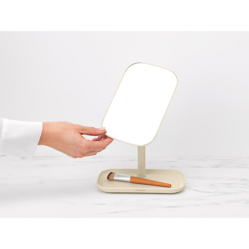 Καθρέφτης με βάση για αξεσουάρ Brabantia ReNew 1006271, 28,3x20x12,6 cm, Αντιολισθητική βάση, ρυθμιζόμενο κατά 360°, Μπεζ