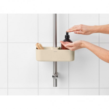 Οργανωτής ντους Brabantia ReNew 1006272, 7.5x13.3x24.4 cm, Βάθος με τρύπες νερού, Ανθεκτικό στη διάβρωση, Μπεζ