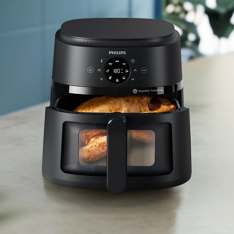 Φριτέζα ζεστού αέρα AirFryer Philips NA230/00, 1700W, 6,2l, 60-200C, 13 προγράμματα, Timer, Rapid Air, Μαύρο