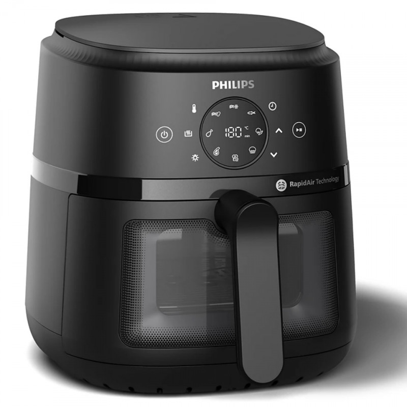 Φριτέζα ζεστού αέρα AirFryer Philips NA230/00, 1700W, 6,2l, 60-200C, 13 προγράμματα, Timer, Rapid Air, Μαύρο