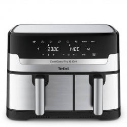 Διπλή φριτέζα ζεστού αέρα Tefal Dual Easy Fry & Grill EY905D10, 2750 W, 5,1+3,2 l, 40-200C, 2,2 kg, 8 προγράμματα, οθόνη LCD, Συγχρονισμός,  Μαύρο/Inox