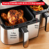 Διπλή φριτέζα ζεστού αέρα Tefal Dual Easy Fry & Grill EY905D10, 2750 W, 5,1+3,2 l, 40-200C, 2,2 kg, 8 προγράμματα, οθόνη LCD, Συγχρονισμός,  Μαύρο/Inox