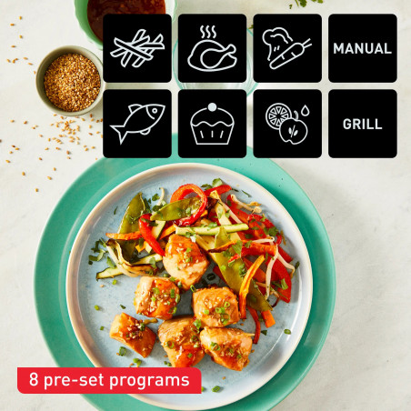 Διπλή φριτέζα ζεστού αέρα Tefal Dual Easy Fry & Grill EY905D10, 2750 W, 5,1+3,2 l, 40-200C, 2,2 kg, 8 προγράμματα, οθόνη LCD, Συγχρονισμός,  Μαύρο/Inox