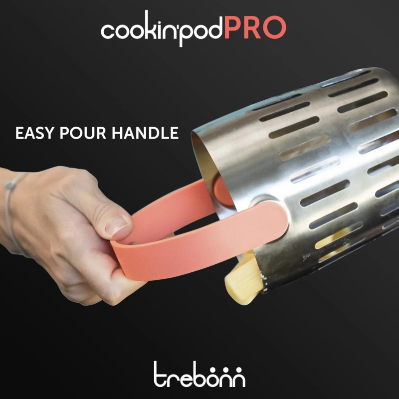 Σουρωτήρι Trebonn Cookinpodpro 1523101, Για μαγείρεμα και αποστράγγιση, Λαβή για εύκολο χύσιμο, Ανοξείδωτο, Inox/Κοράλι