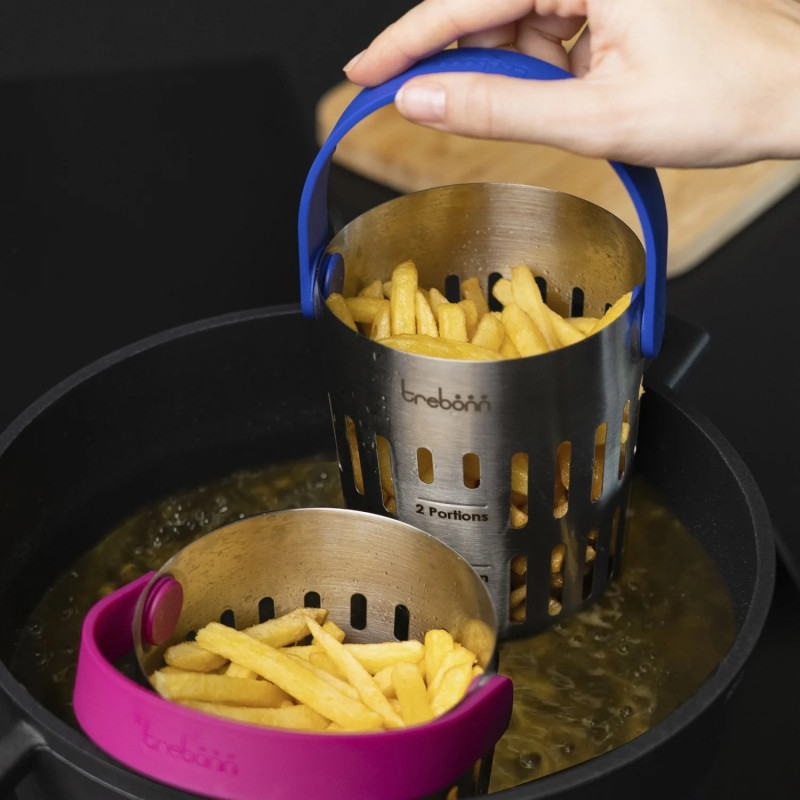 Σουρωτήρι Trebonn Cookinpodpro 1523101, Για μαγείρεμα και αποστράγγιση, Λαβή για εύκολο χύσιμο, Ανοξείδωτο, Inox/Κοράλι