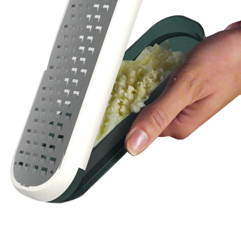 Τρίφτης με δοχείο Trebonn Grate + Collect 1423100, Μαλακή λαβή, Ανοξείδωτο, Πράσινο/Λευκό