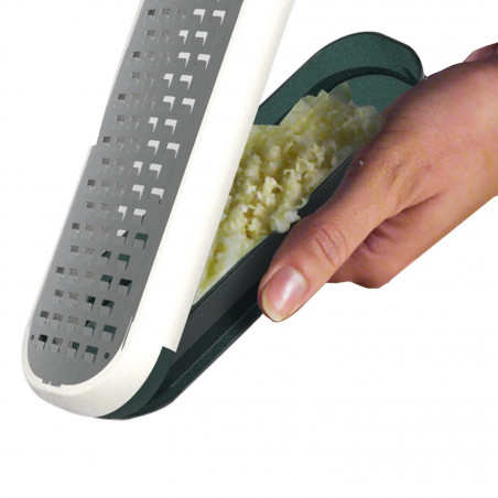 Τρίφτης με δοχείο Trebonn Grate + Collect 1423100, Μαλακή λαβή, Ανοξείδωτο, Πράσινο/Λευκό