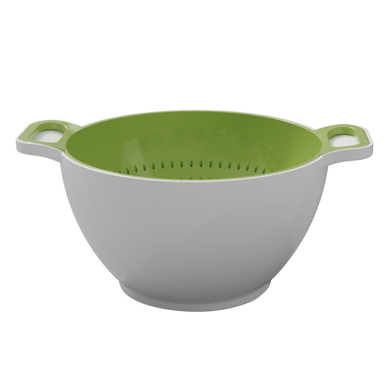 Μπολ με σουρωτήρι Trebonn DUO - Large 1824100, 2 l, 23.5x13 cm, μελαμίνη, λευκό/πράσινο