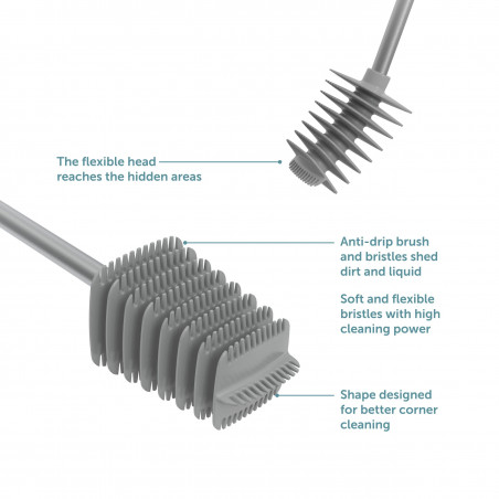 Βούρτσα τουαλέτας Trebonn 3025150, περιστρεφόμενη κεφαλή 360 μοιρών, λευκό/γκρι