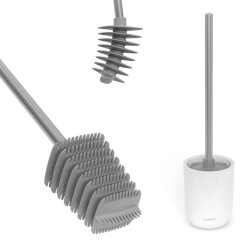 Βούρτσα τουαλέτας Trebonn 3025150, περιστρεφόμενη κεφαλή 360 μοιρών, λευκό/γκρι