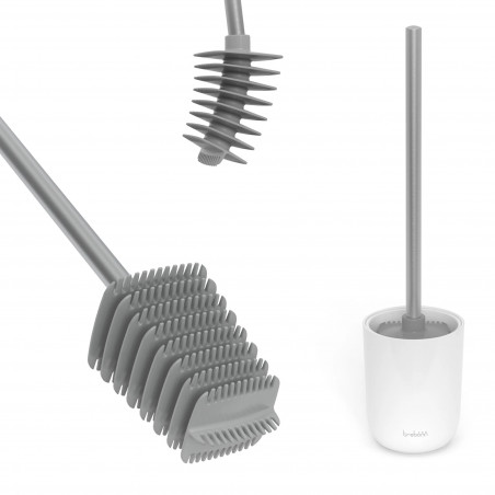 Βούρτσα τουαλέτας Trebonn 3025150, περιστρεφόμενη κεφαλή 360 μοιρών, λευκό/γκρι