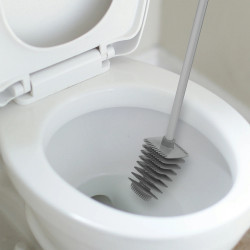 Βούρτσα τουαλέτας Trebonn 3025150, περιστρεφόμενη κεφαλή 360 μοιρών, λευκό/γκρι