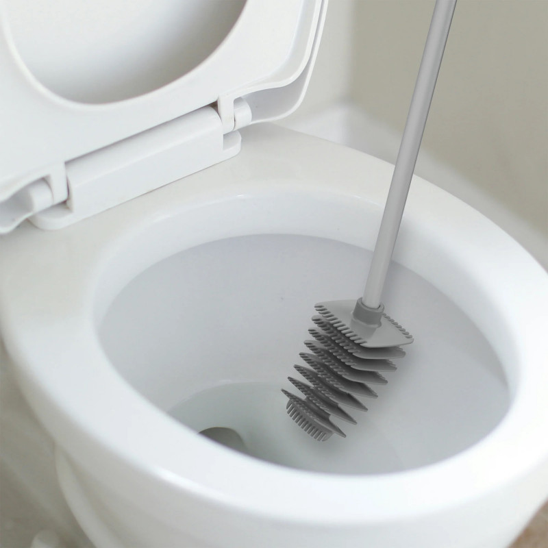 Βούρτσα τουαλέτας Trebonn 3025150, περιστρεφόμενη κεφαλή 360 μοιρών, λευκό/γκρι