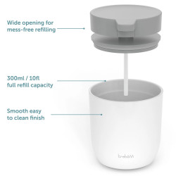 Δοσομετρητής σαπουνιού Trebonn 3025120, Δράση πίεσης, 300 ml, Μεγάλο άνοιγμα, Μεγάλη αντλία, Λευκό/γκρι