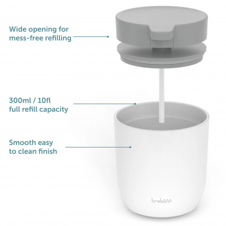 Δοσομετρητής σαπουνιού Trebonn 3025120, Δράση πίεσης, 300 ml, Μεγάλο άνοιγμα, Μεγάλη αντλία, Λευκό/γκρι