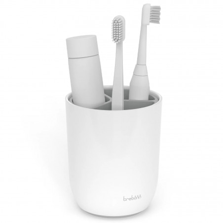 Θήκη οδοντόβουρτσας Trebonn 3025100, 11x9x9 cm, 3 θήκες, αποσπώμενη, λευκό/γκρι