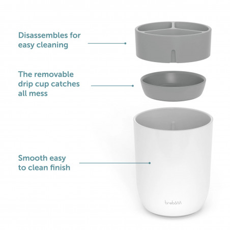 Θήκη οδοντόβουρτσας Trebonn 3025100, 11x9x9 cm, 3 θήκες, αποσπώμενη, λευκό/γκρι