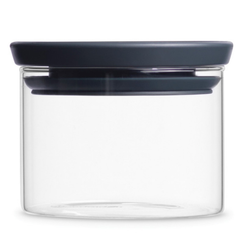 Γυάλινο βάζο Brabantia Stackable 646876, 0,3 l, Σφιχτό κλείσιμο, Πλένεται στο πλυντήριο πιάτων, Διαφανές/Σκούρο γκρι