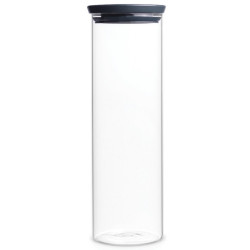Γυάλινο βάζο Brabantia Stackable 646873, 1,9 l, Σφιχτό κλείσιμο, Πλένεται στο πλυντήριο πιάτων, Σκούρο γκρι